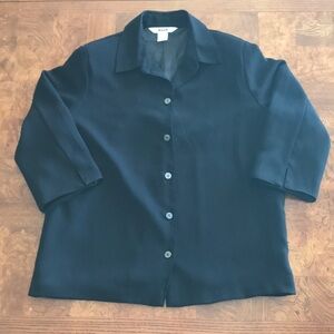 Alia Vintage Black Blazer Women's Button-Up 3/4 Sleeve  Size 14